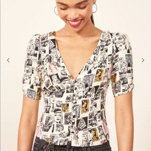 Reformation Devon Top in Comic Print, Size 4